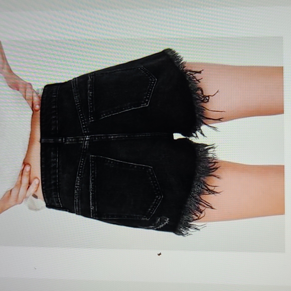 NWT ZARA Frayed Black Denim Shorts sz 42 ( 10 ) - Picture 2 of 7